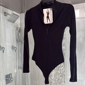Naked Wardrobe Black Long Sleeve Bodysuit